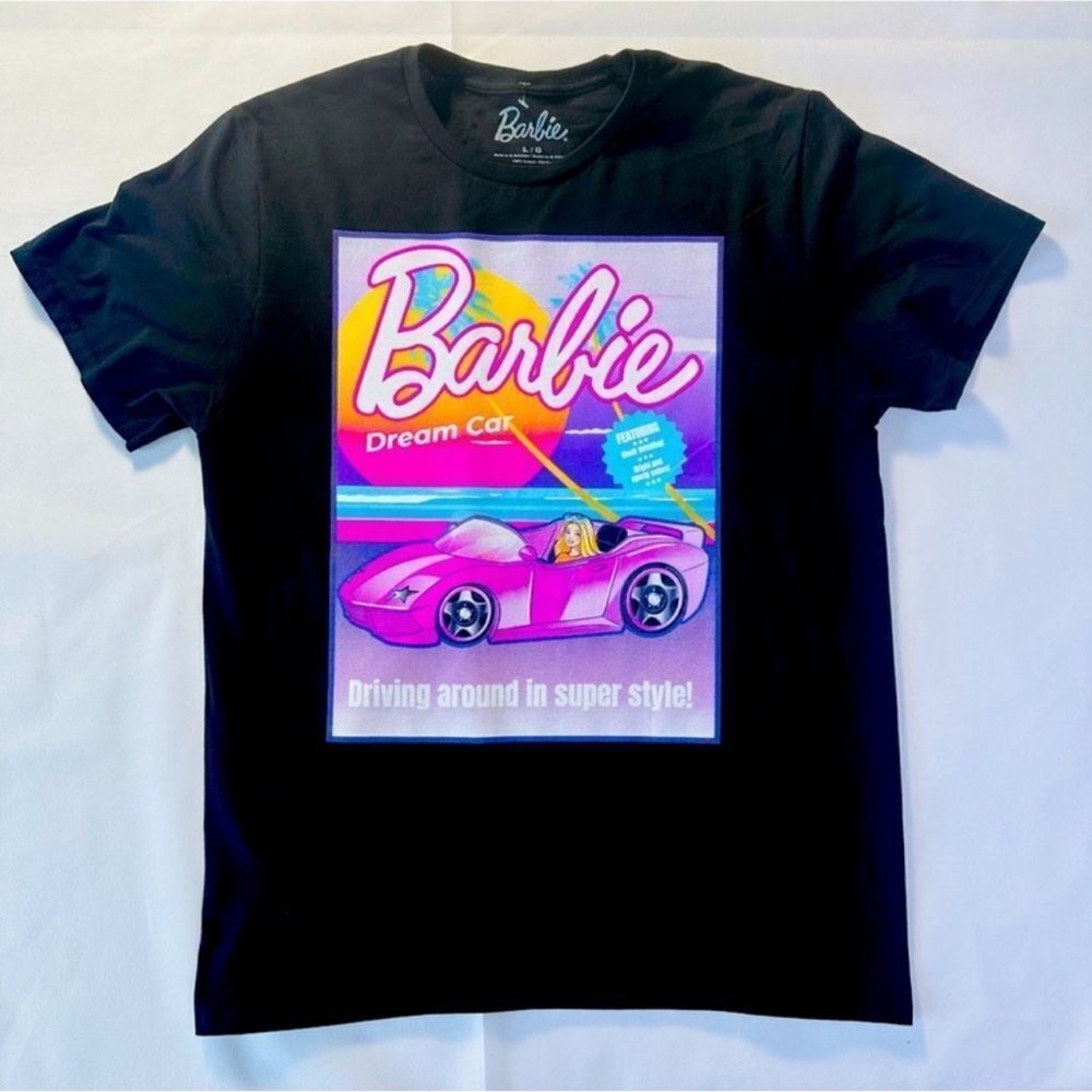 Barbie Women's Black and Pink T-shirt
